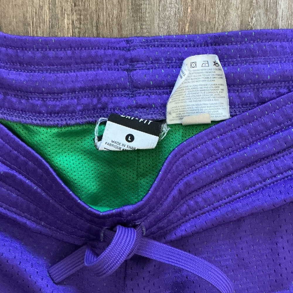 Nike Purple Athletic Shorts with Green Accents - Picture 3 of 4